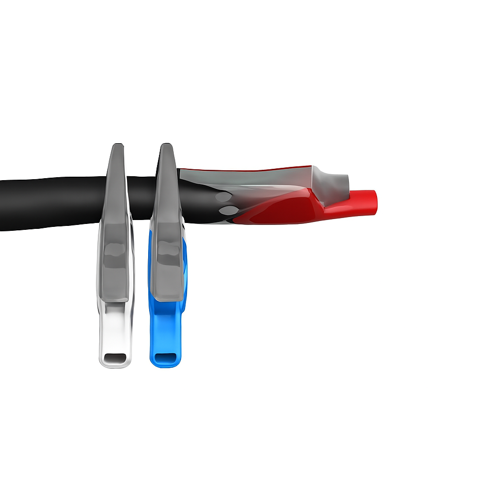 Phase rotation indicator with IP65 rating, designed for CAT IV 600V and 480V systems, showcasing color-coded clips.