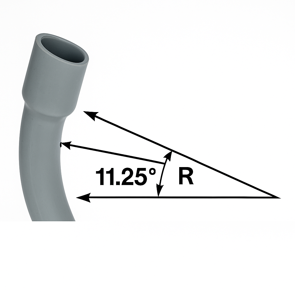 PVC Sweep DB-60 P&C Elbow with 11.25° angle and bell end for efficient underground utility installations.