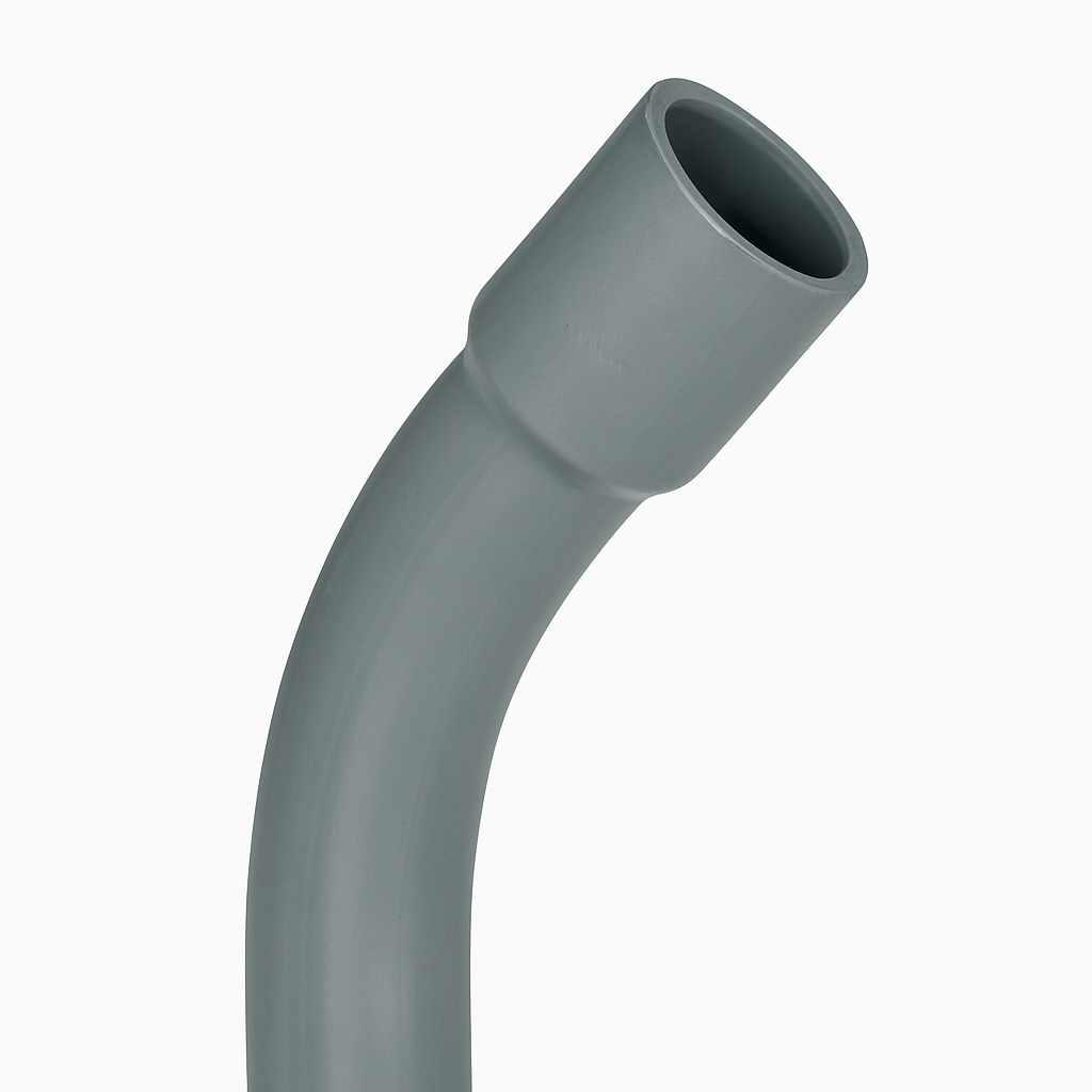 PVC Sweep DB-60 P&C Elbow 30° with a bell end, designed for efficient underground utility applications.