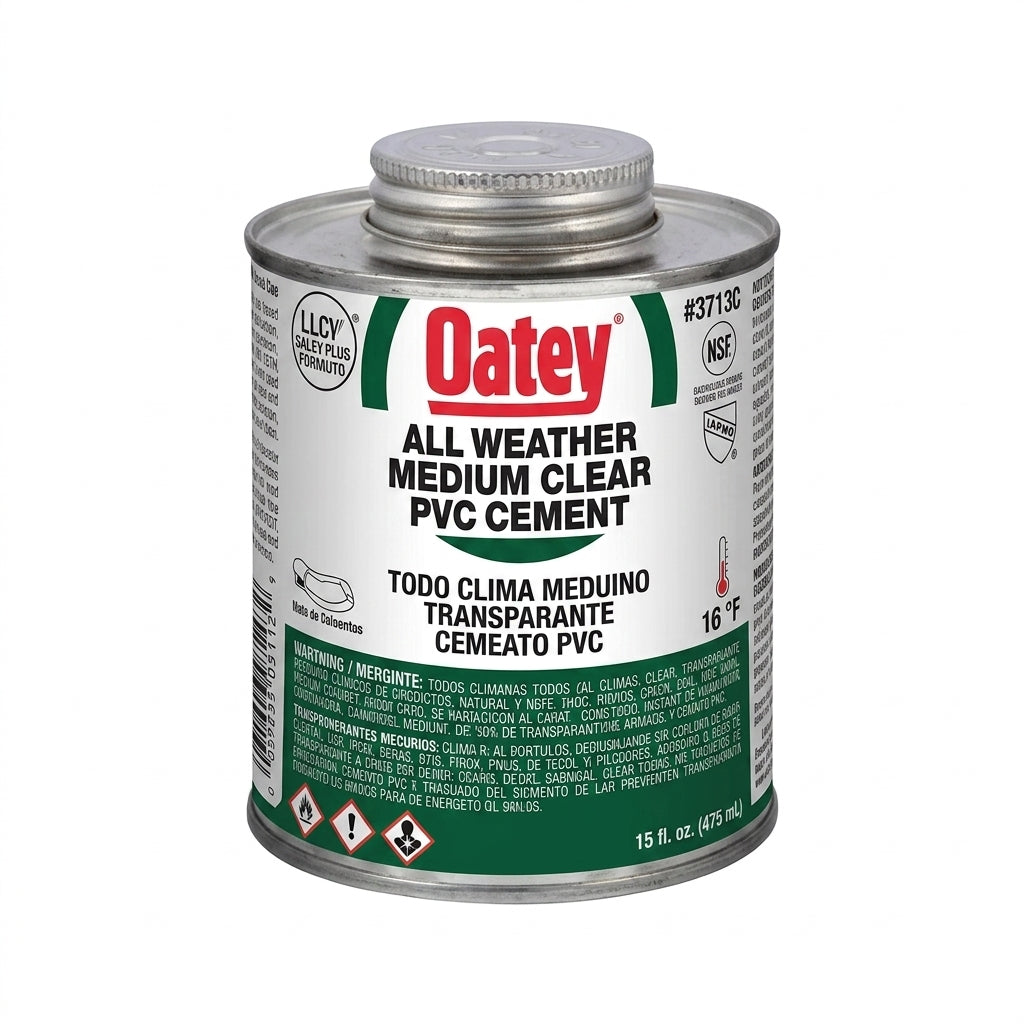 Oatey 31133 PVC all weather clear cement, 32 oz can, front label