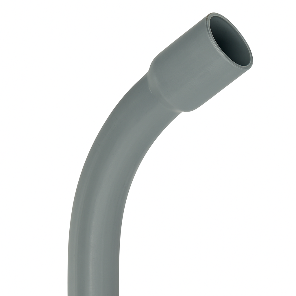 PVC Sweep DB-60 P&C Elbow 45° with a bell end, designed for efficient underground utility applications.