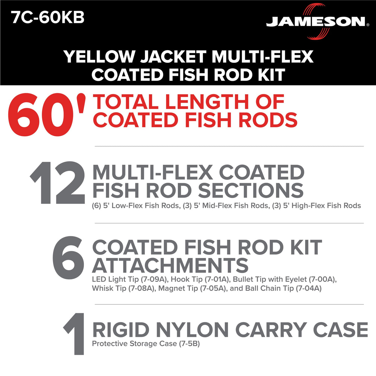 Jameson Yellow Jacket Multi-Flex Fish Rod Kit | Multiple Lengths