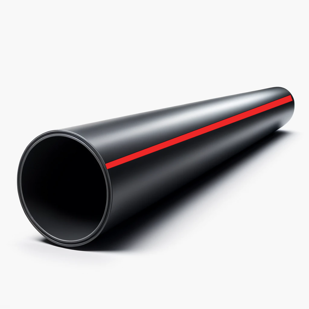 IPS SDR 11 | HDPE Smoothwall Exterior, Ribbed Interior Conduit | Black with Red Stripe | Utility Pipe Supply