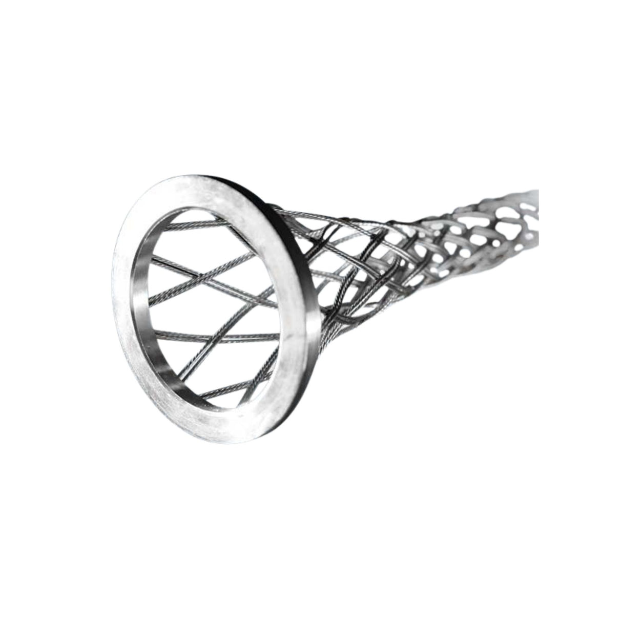 Stainless steel connector box grip featuring dual weave design for enhanced support and durability in utility applications.