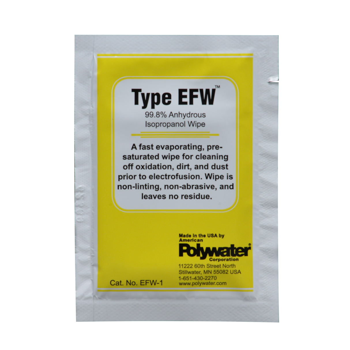 Polywater EFW Alcohol Cleaning Wipe | Case of 50 | Utility Pipe Supply