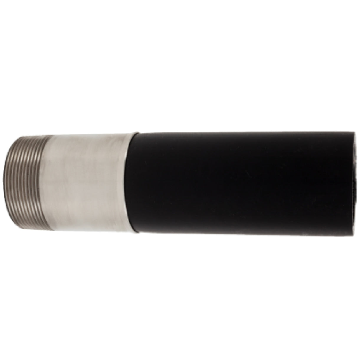 Standard Male NPT transition fitting with 304 or 316 stainless steel collar and HDPE extension for SDR 7–17 piping systems.