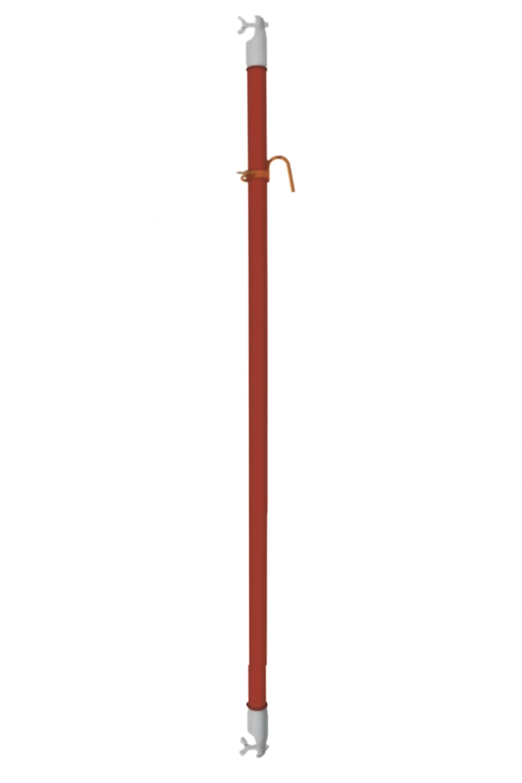 Universal hot stick made of fiberglass with a foam core, featuring a 1.25-inch diameter and one end hook for utility work.