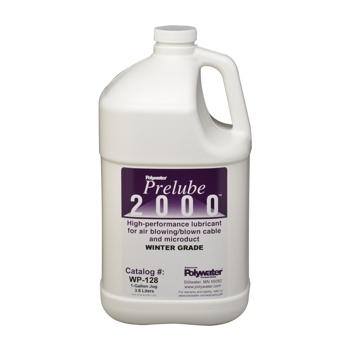 One-gallon jug of Polywater Prelube 2000 Winter Grade cable-blowing lubricant