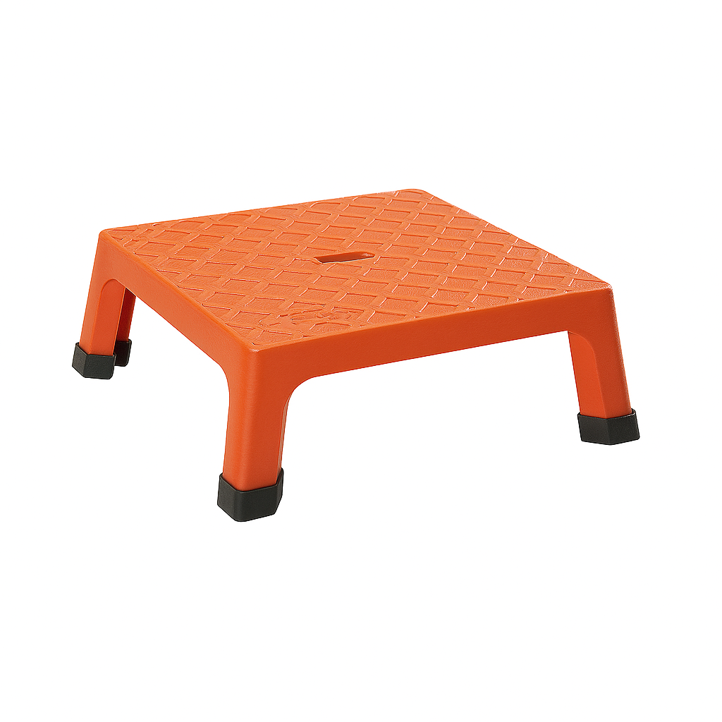 Insulating platform in bright orange, featuring a textured surface and sturdy legs for utility applications.