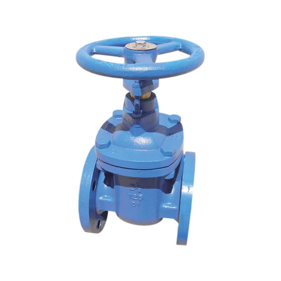 Flanged gate valve 415 Series NRS IBBM Class 125 iron, featuring a blue finish and a handwheel for operation.