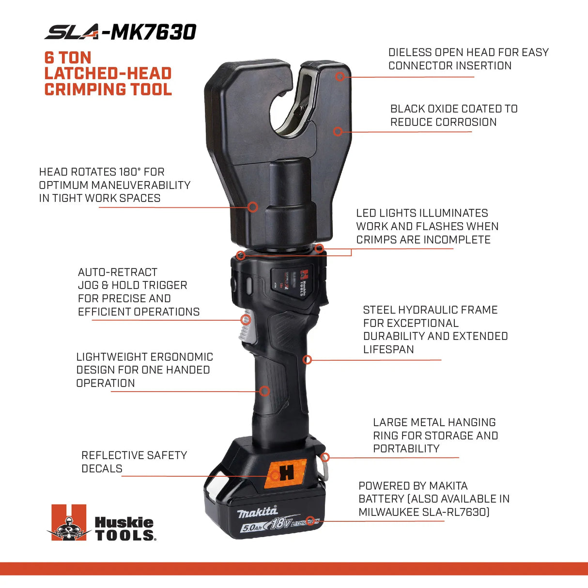 6.2-Ton Inline Dieless Crimping Tool | SLA-MK7630 | Makita LXT