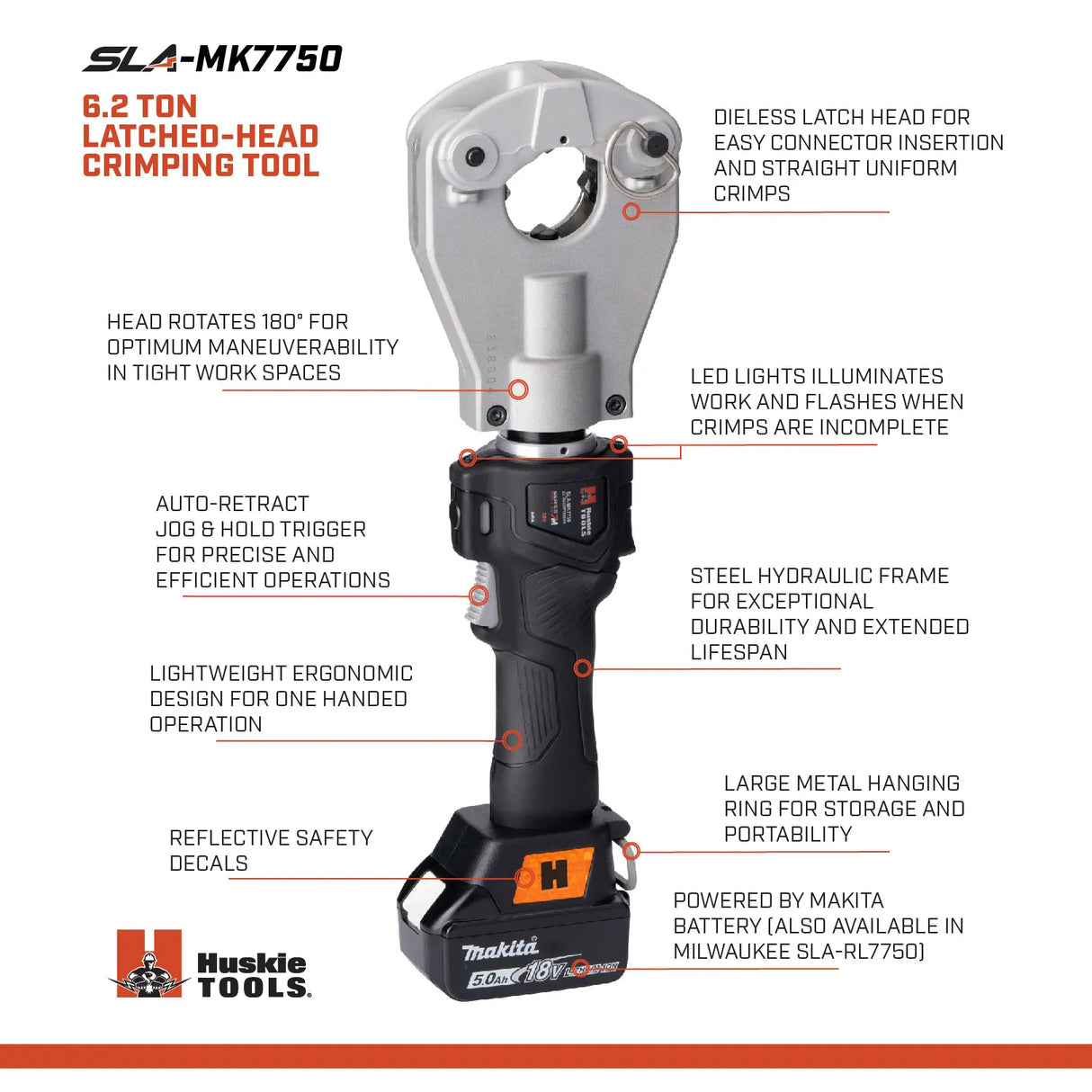 6.2 Ton Latch-Head Dieless Inline Crimping Tool Kit | SLA-RL7750 | Milwaukee M18