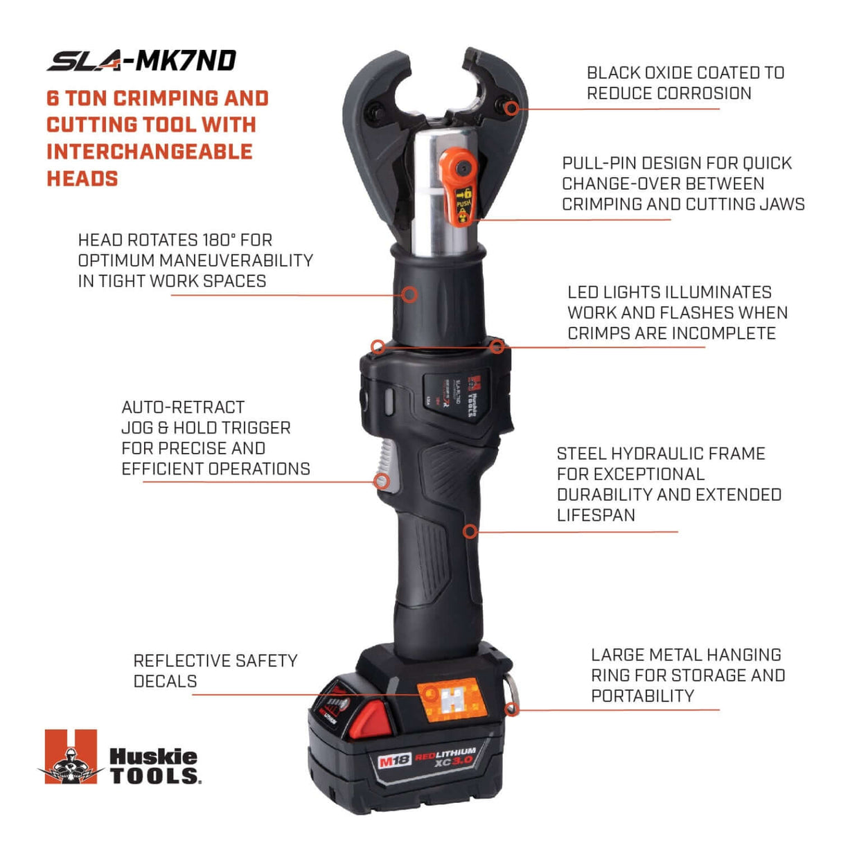 SLA 6 TON INLINE CRIMPING & CUTTING TOOL WITH INTERCHANGEABLE JAWS | MILWAUKEE | Utility Pipe Supply