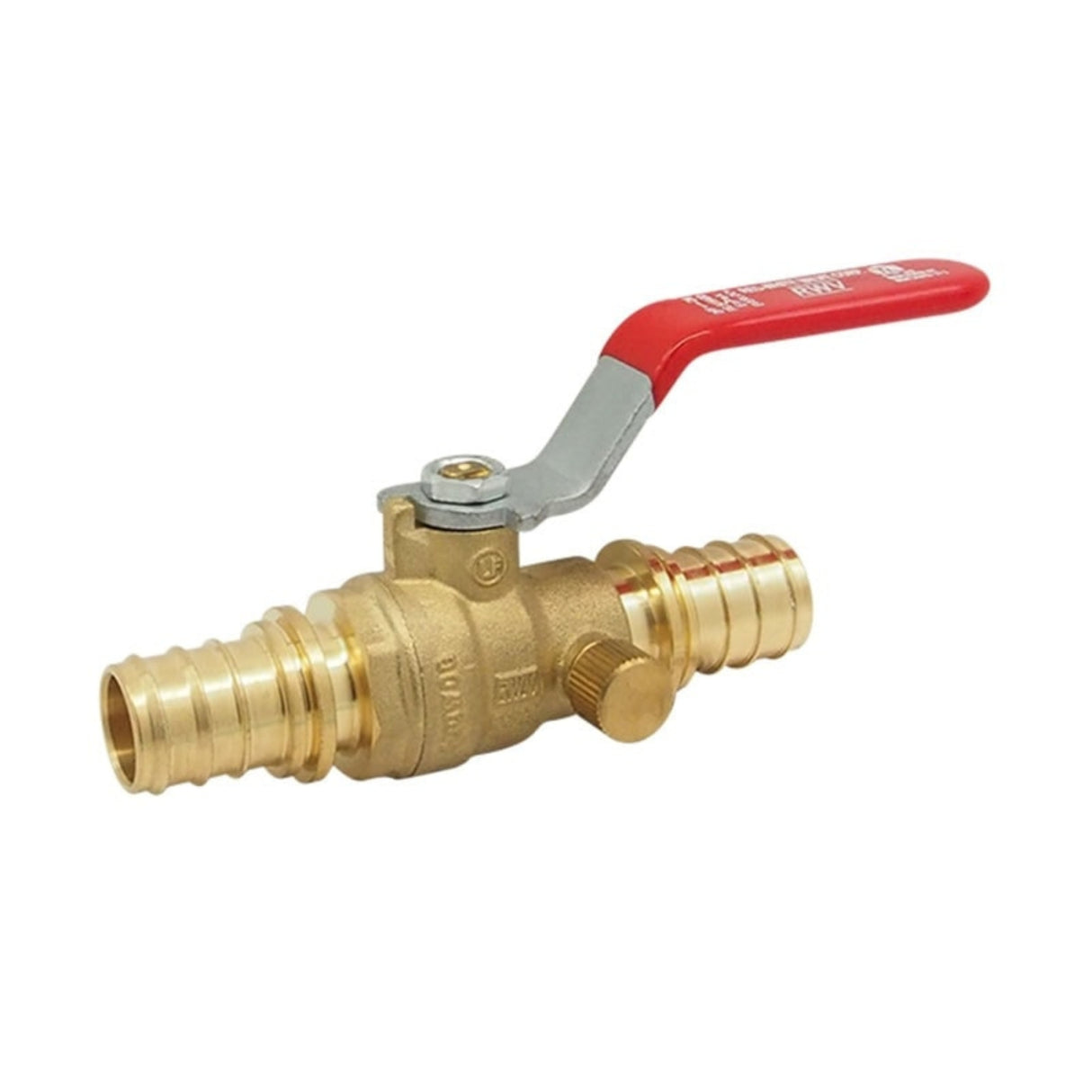 Hydronic ball valve from the 5415AB Series with a red lever handle and EVERLOC+ connections for efficient flow control.