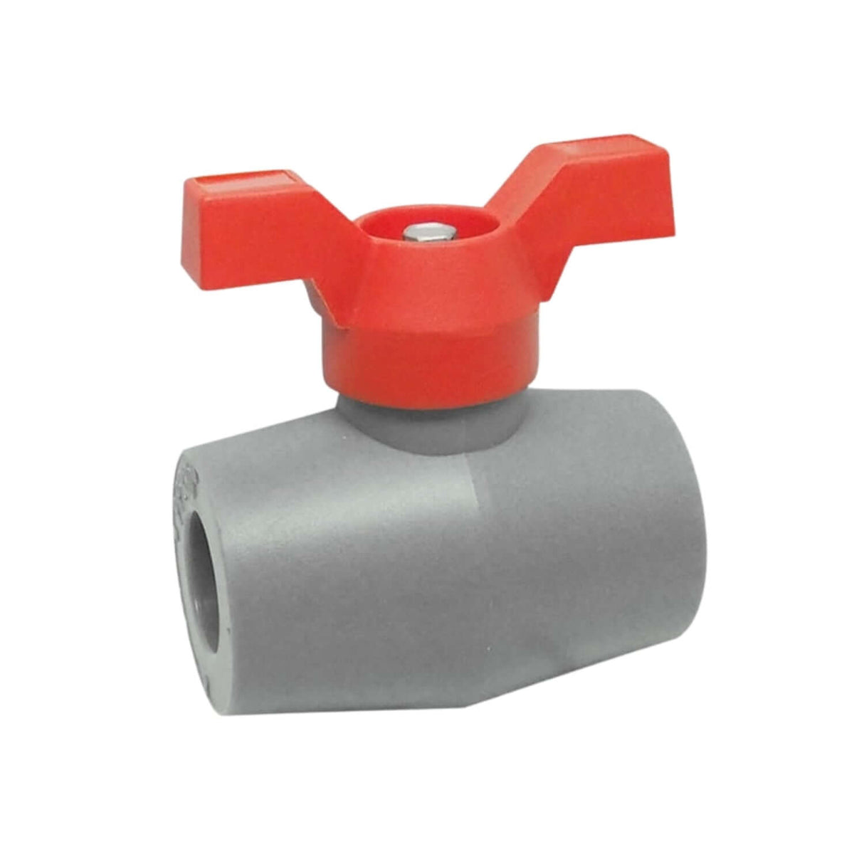 PP-RCT ball valve from the 1516AB series featuring a polyfusion connection and barb design for efficient flow control.