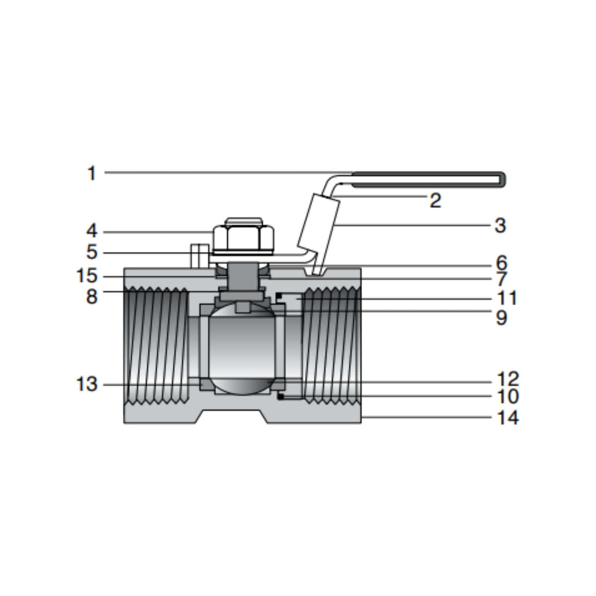 Stainless steel ball valve diagram showing 4550 series with threaded ends and reduced port features.
