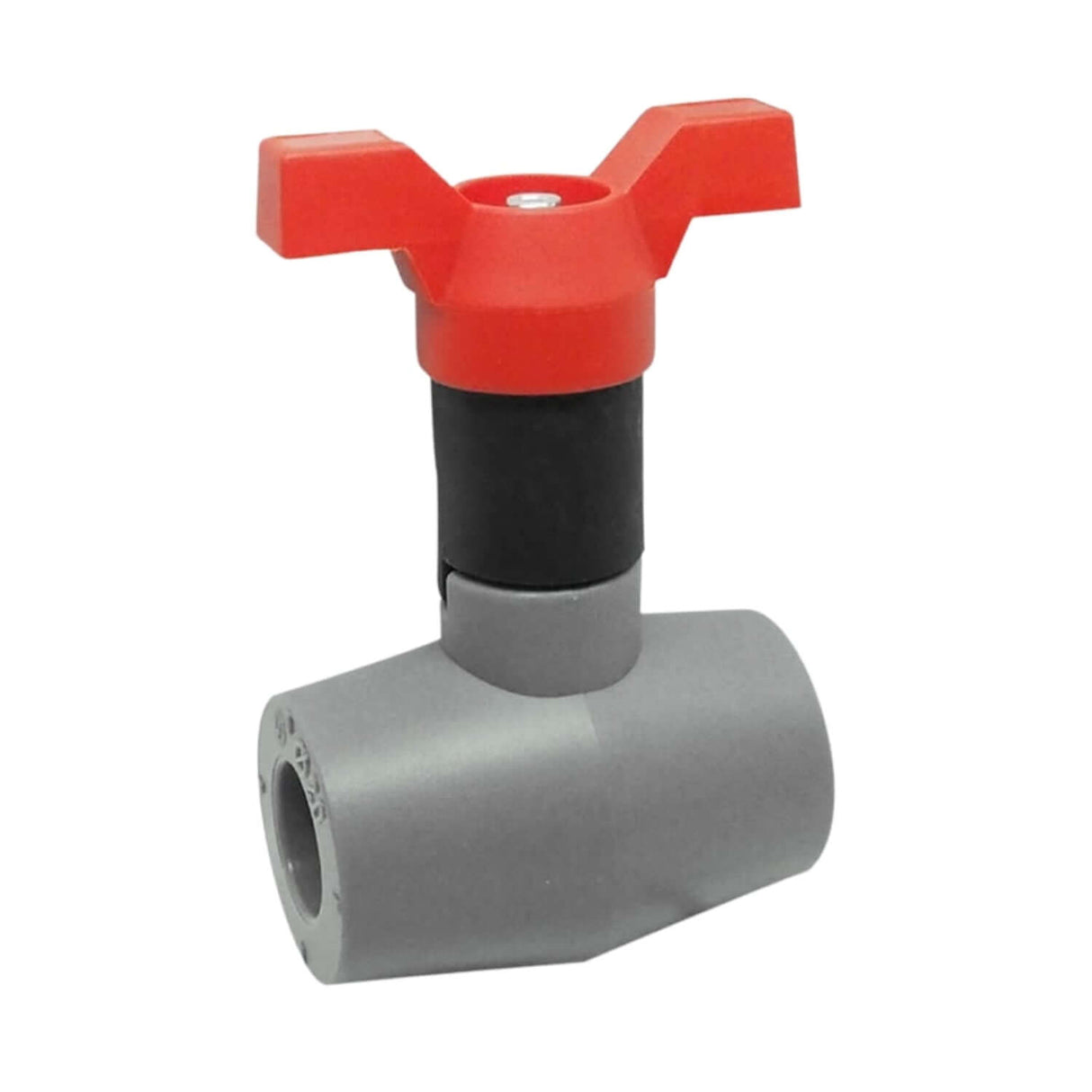 PP-RCT ball valve from the 1516AB series with polyfusion and barb connections for reliable fluid control.