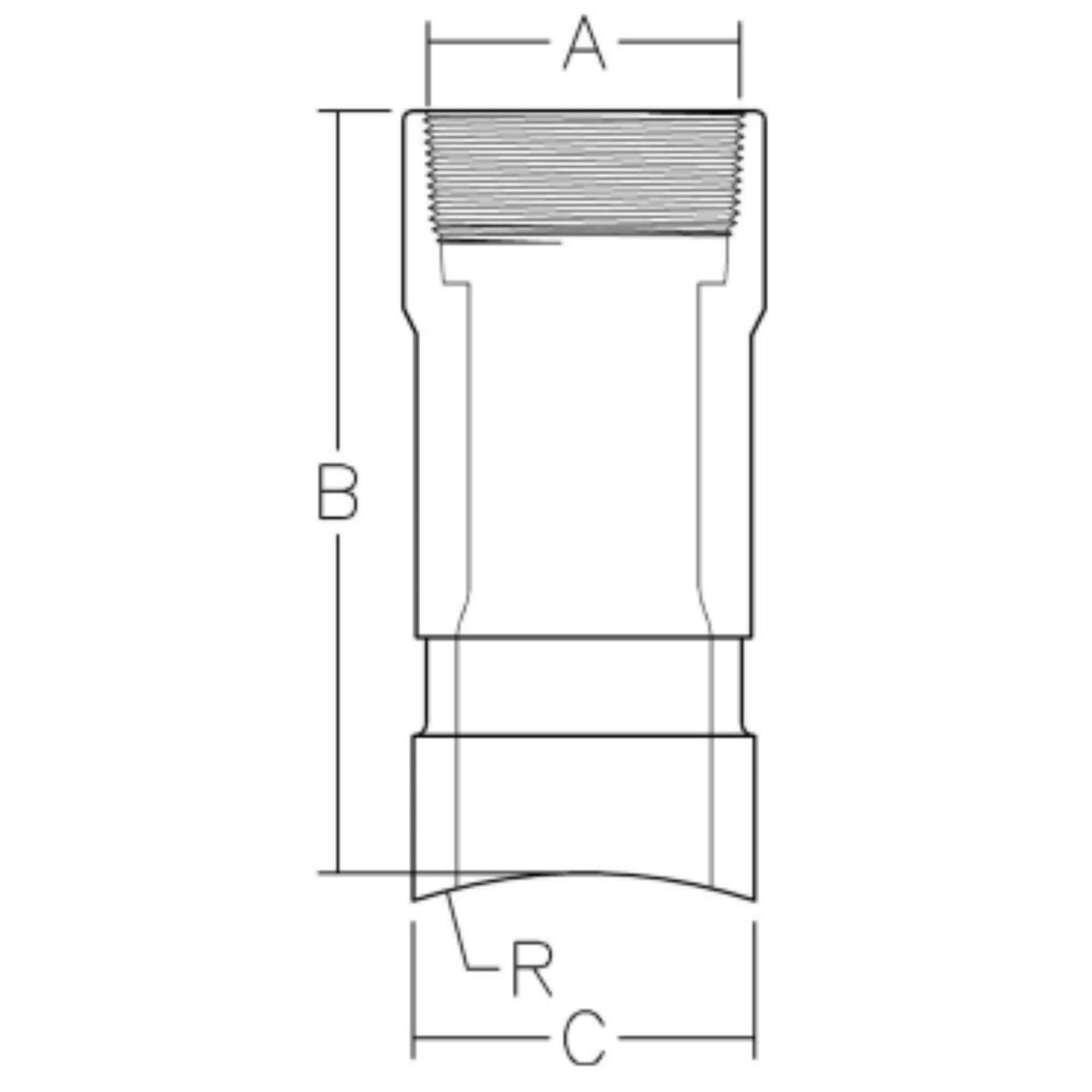 Series 526 Branch Saddle with Female Transition, featuring detailed dimensions for precise installation.