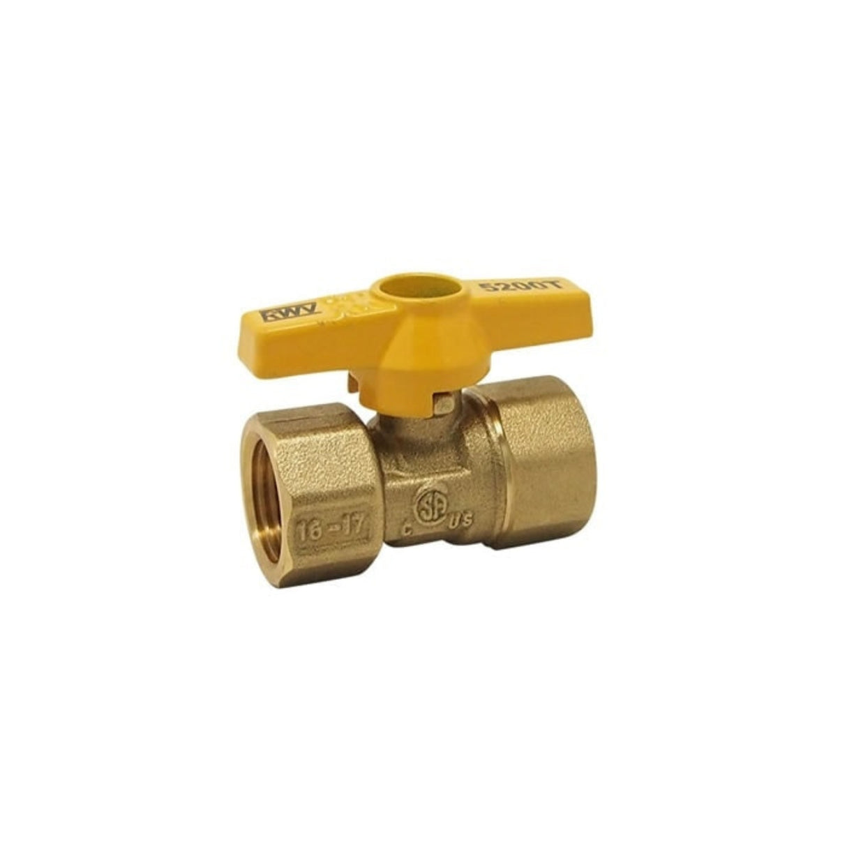 Brass CSA gas ball valve 5200 series with FNPT connections and 175 PSI rating for reliable gas flow control.