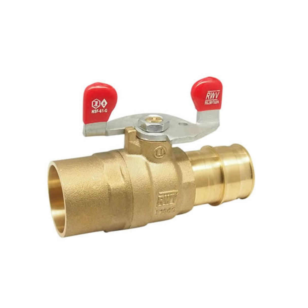 PEX x Solder Ball Valve 5017AB Series made of full port DZR brass, featuring a red lever handle for easy operation.