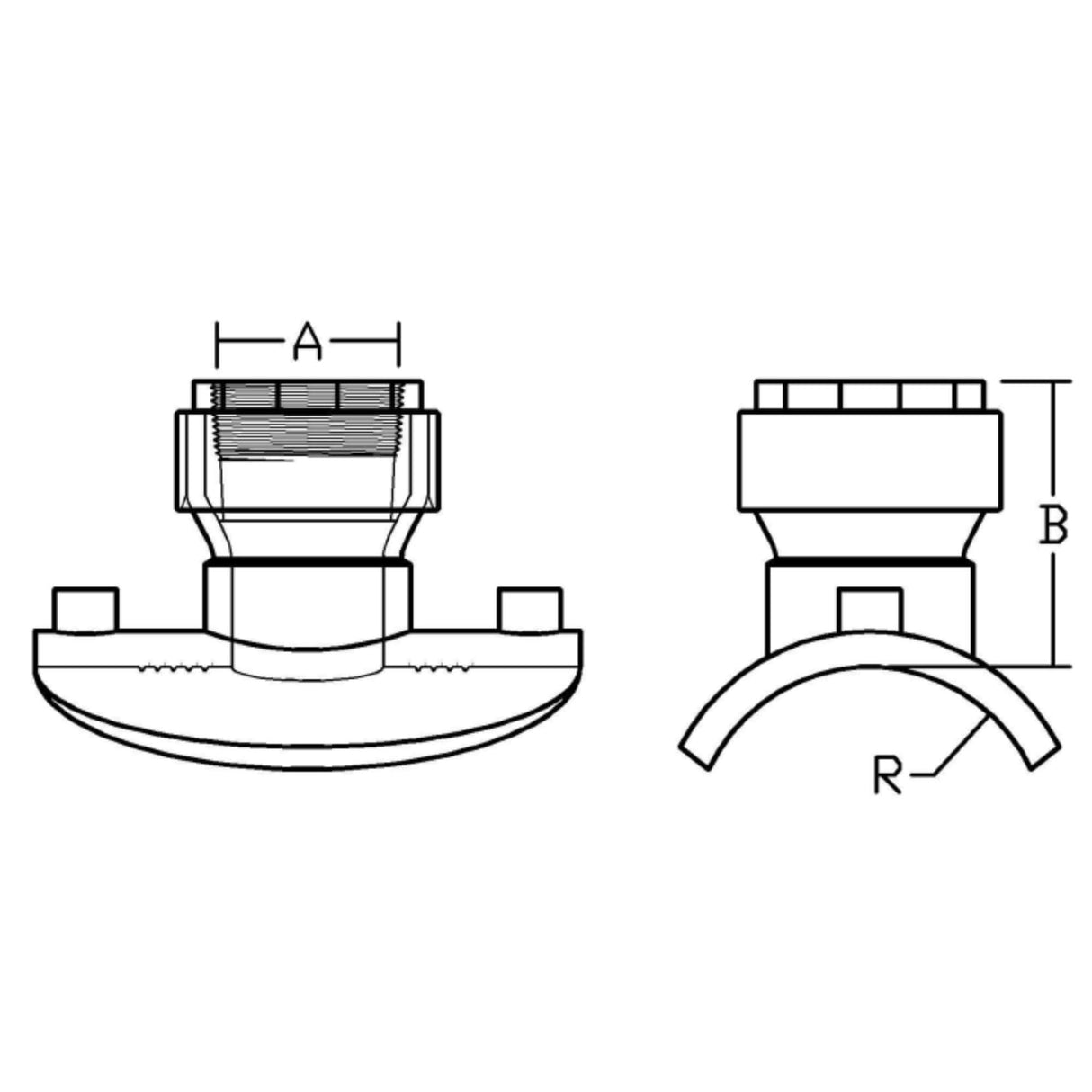 Series 575 Electrofusion Tapping Saddle with CC Thread, showcasing detailed dimensions and design for utility applications.