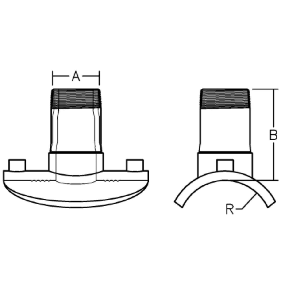 Electrofusion branch saddle with male pipe thread, designed for secure underground utility connections.