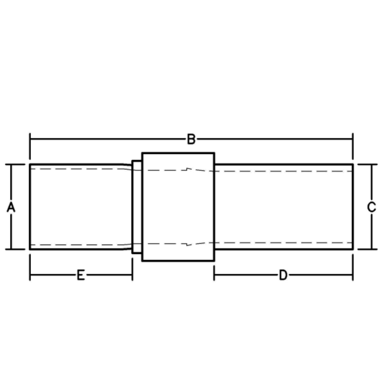 Series 731 transition fitting for PVC and HDPE Schedule 35 pipe, showcasing dimensions for installation.