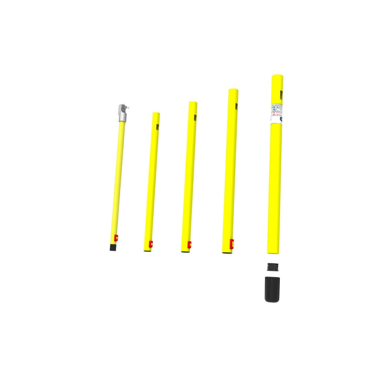 Heavy-duty pentagonal telescoping hot stick with five sections, designed for utility work and safety.
