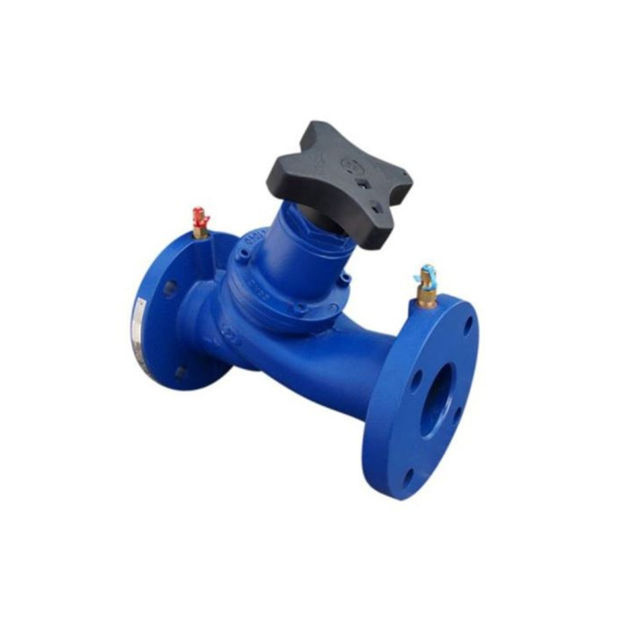 Cast iron static balancing valve with flanged ends, designed for precise flow control in utility applications.