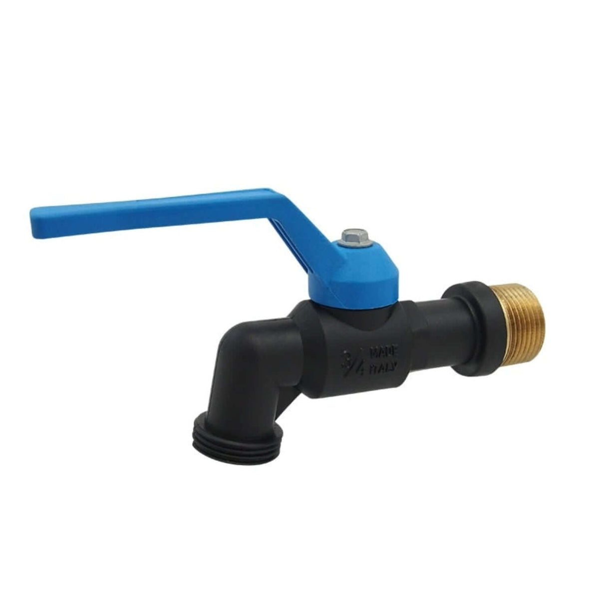 Hose Bibb Valve RW-305PP Arctic Series with blue handle, MNPT connection, and hose fitting for outdoor use.