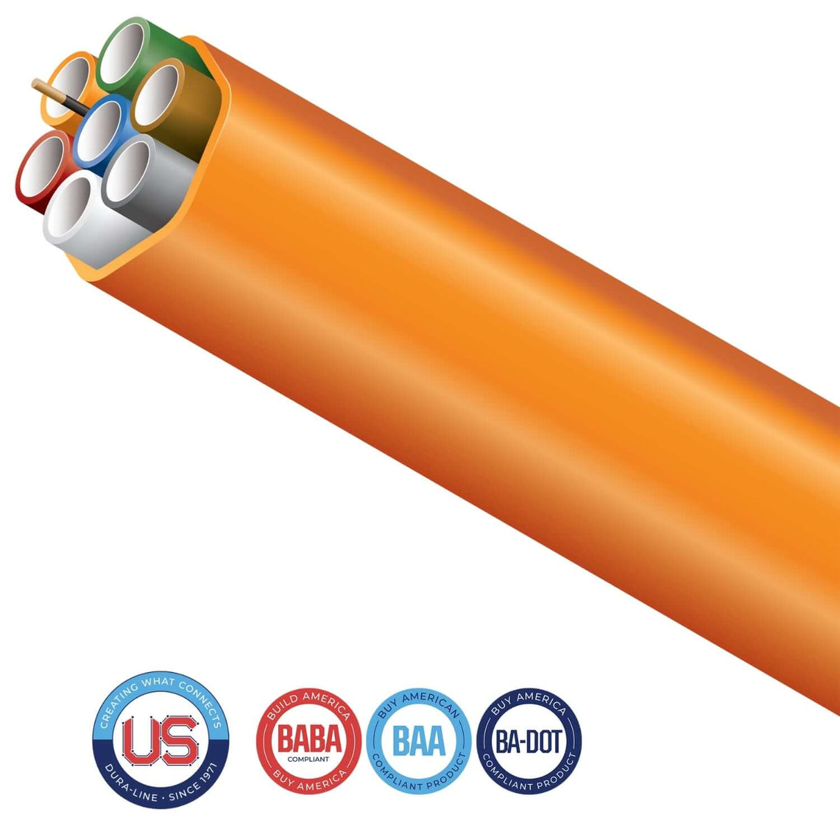 FuturePath 8-way microtechnology cable with multiple colored inner tubes, designed for underground utility applications.
