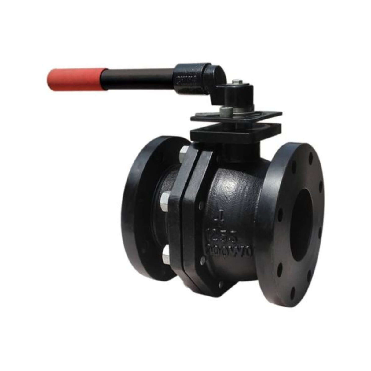 Flanged cast iron ball valve from the 5800 series with a full port design and a red handle for easy operation.