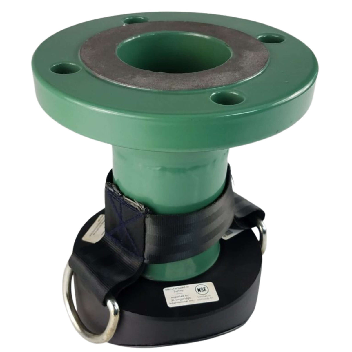 Electrofusion branch saddle with flange, designed for secure underground utility connections and installations.