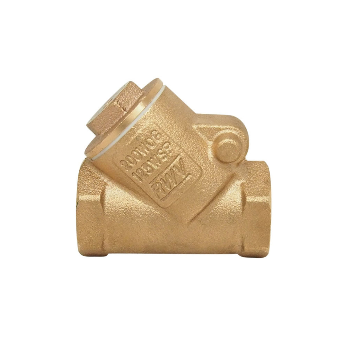 Bronze swing check valve with FNPT x FNPT threaded ends, designed for reliable flow control in plumbing systems.