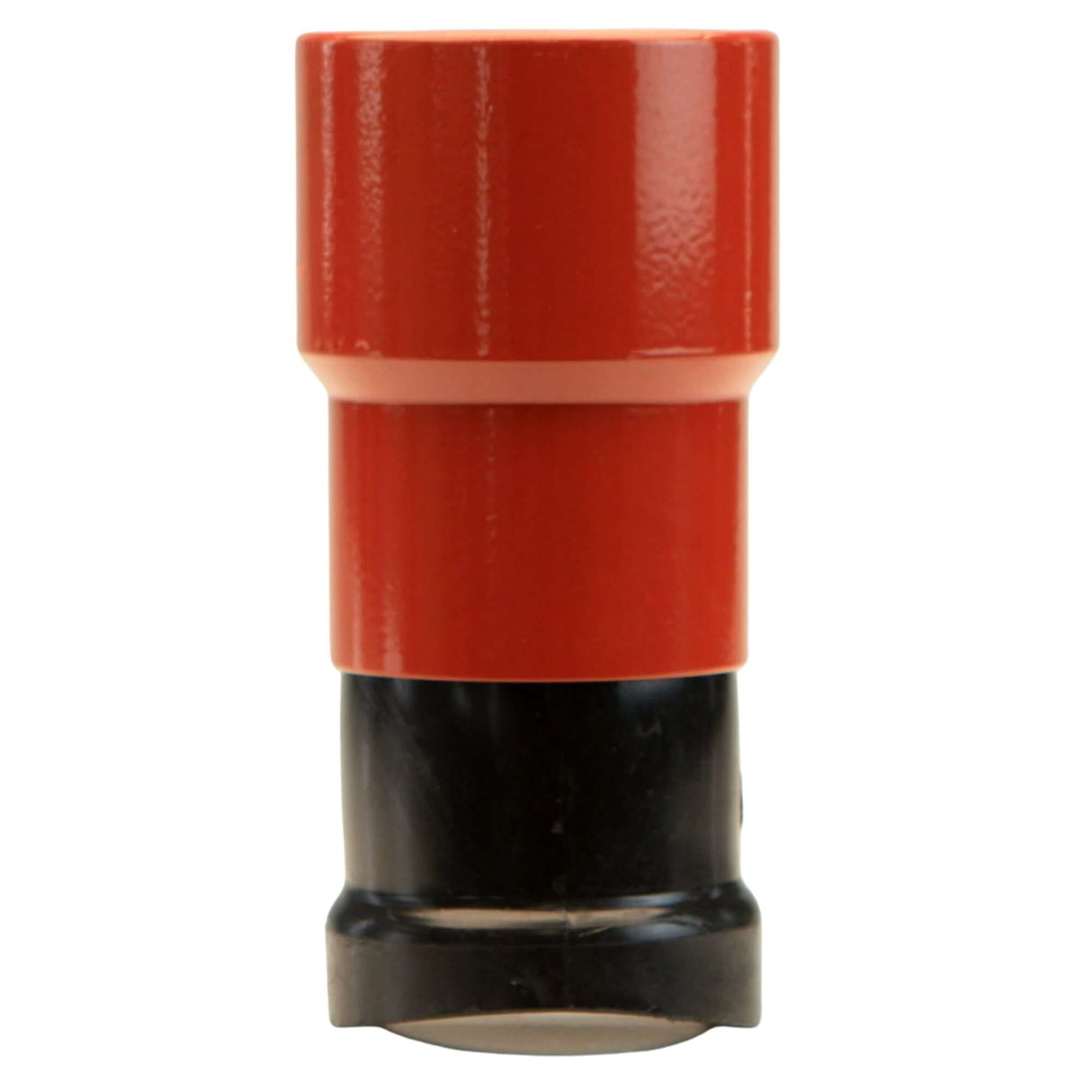 Series 526 branch saddle with female transition, featuring a red top and black base for underground utility applications.