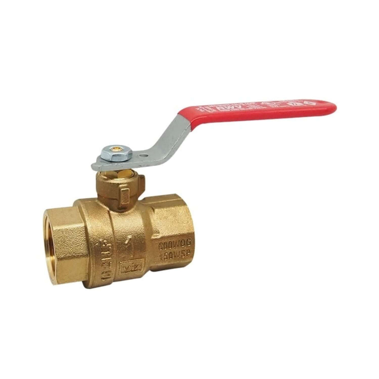 Full port ball valve from the 5544AB series with FNPT connections and a red lever handle for easy operation.