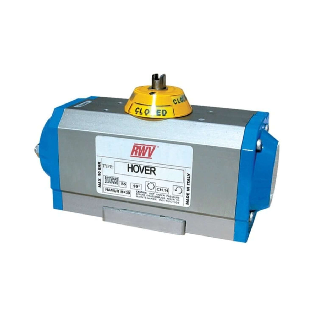 Pneumatic butterfly valve actuator designed for hovercraft applications, featuring double acting or spring return options.