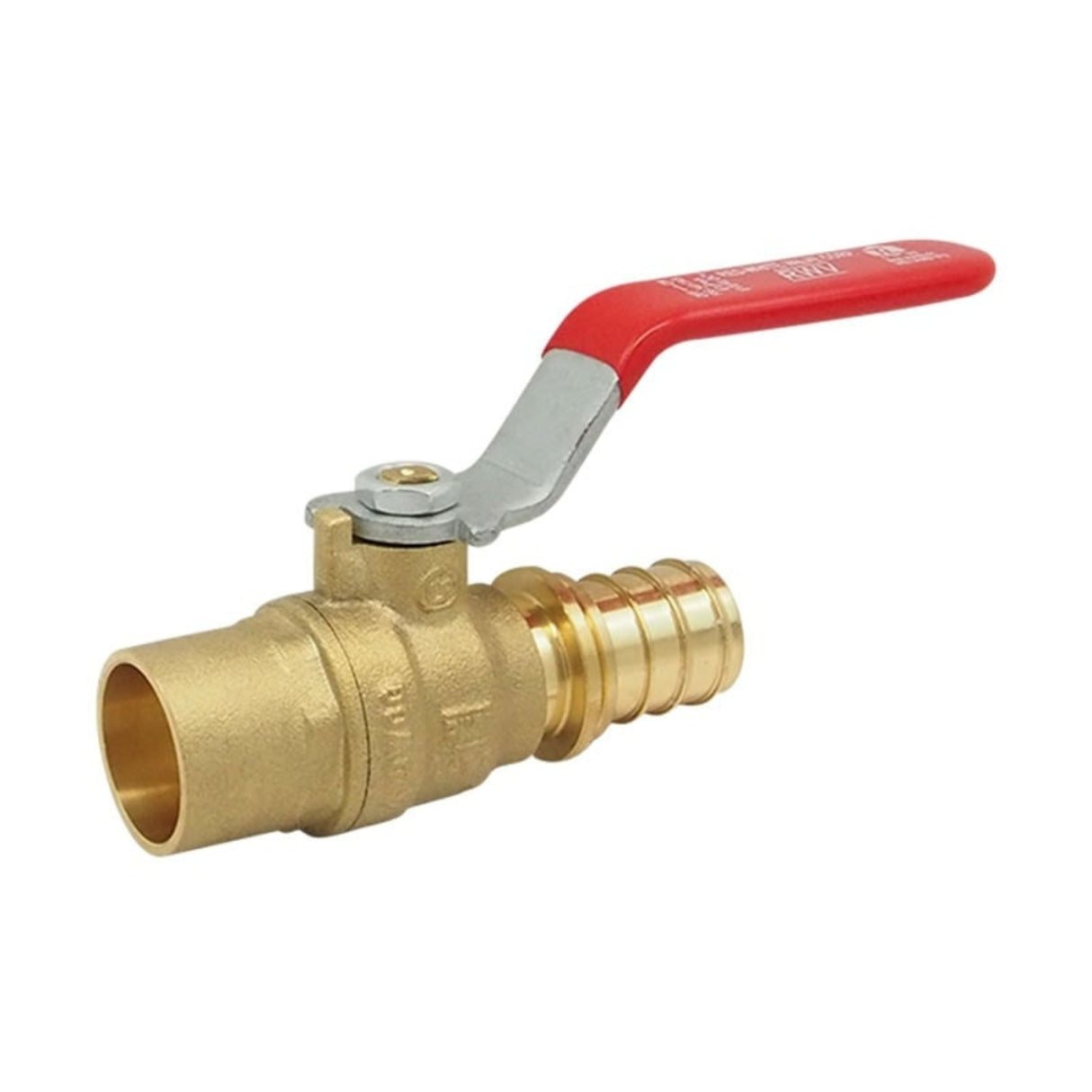 Hydronic ball valve from the 5417AB Series with EVERLOC+ connection and a red lever handle for easy operation.