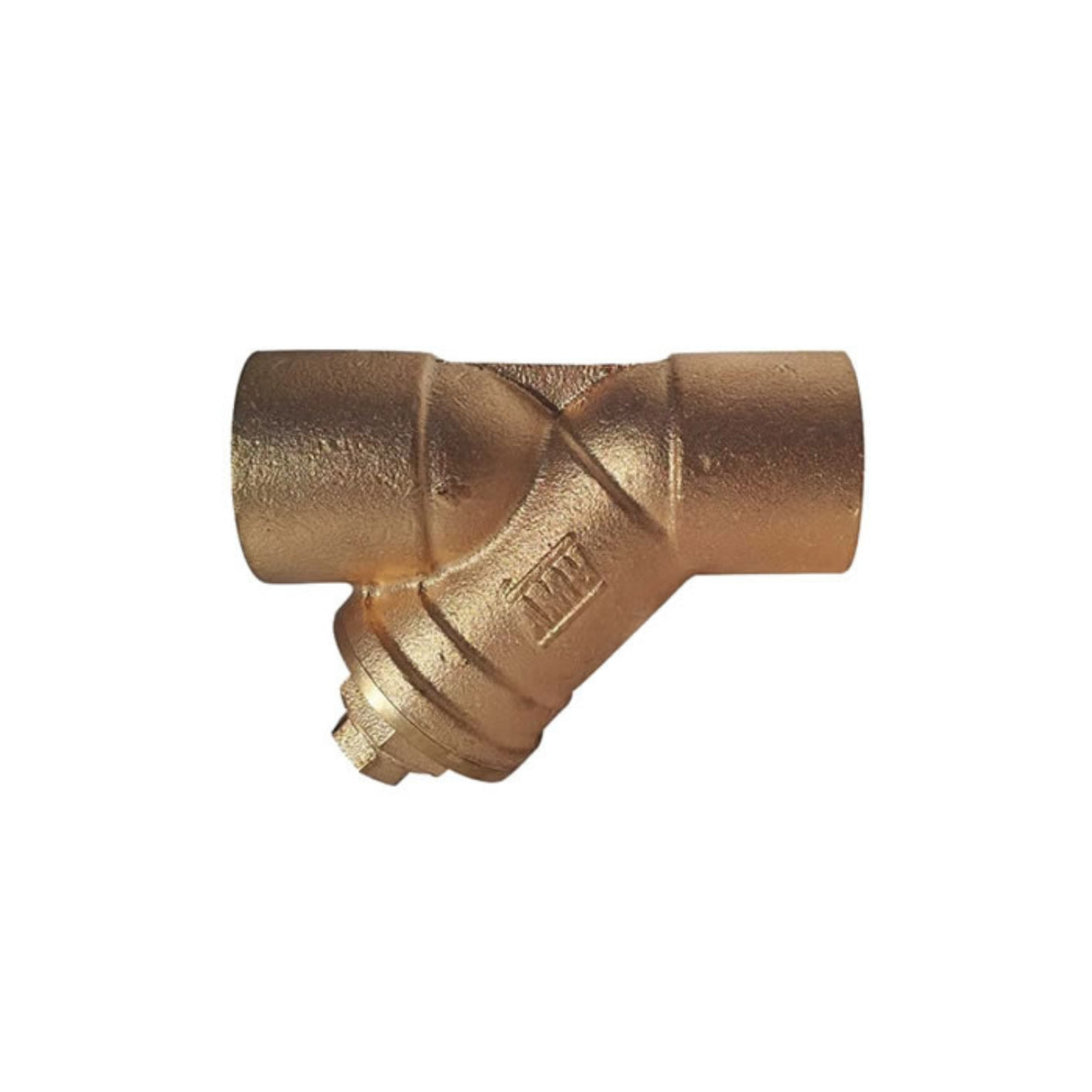 Bronze wye strainer from the 387F series, featuring solder connections for efficient fluid filtration.