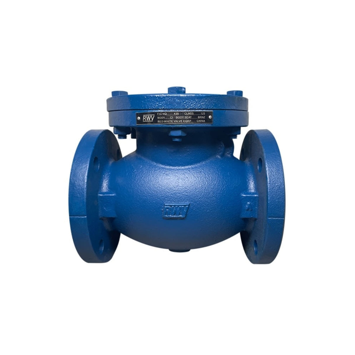 Iron swing check valve with flanged ends, 435 series, IBBM, Class 125, designed for reliable flow control in utilities.