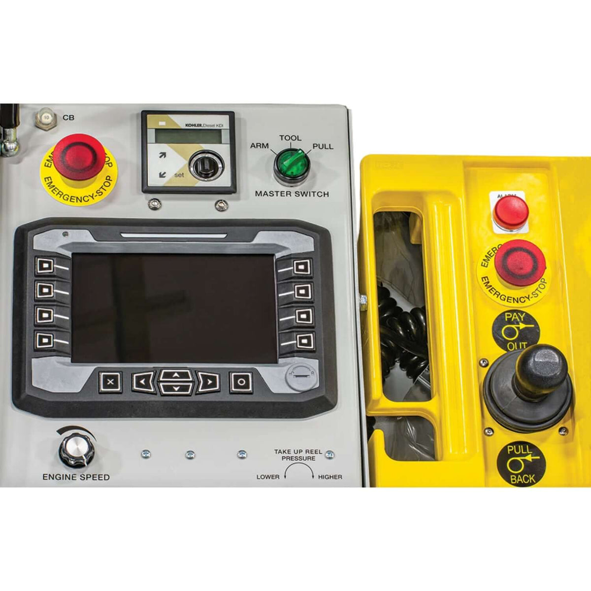 APS75 hydraulic cable puller control panel and handheld remote