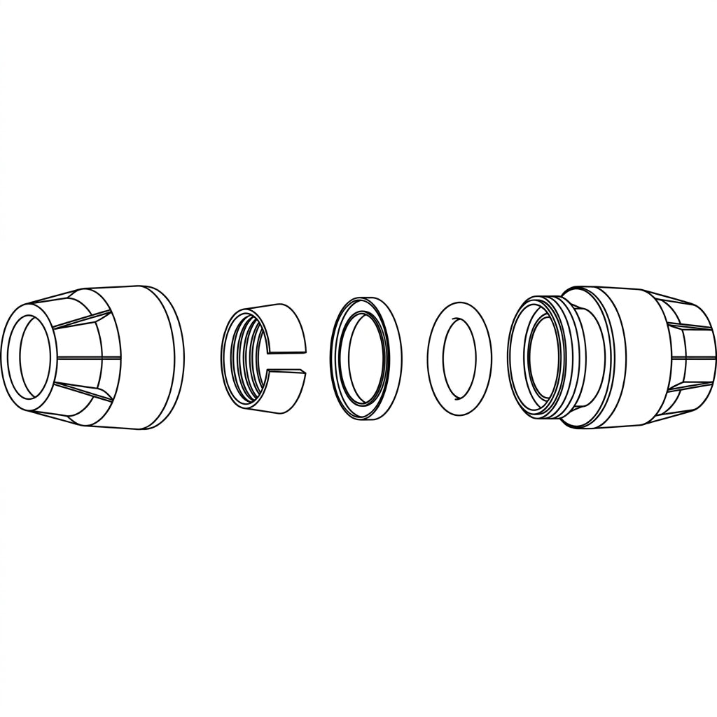 Exploded diagram of a Comfit HDPE duct coupler showing the body and internal sealing components.