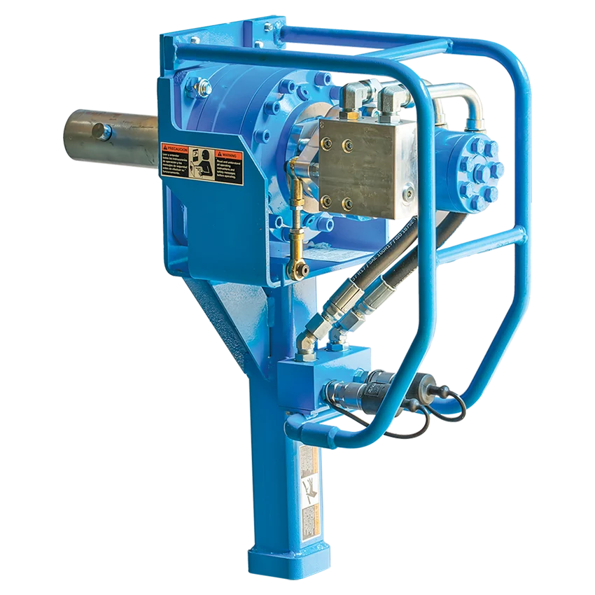 Blue Hydraulic Fiber Optic Cable Puller with Metal Frame and Hose Connections