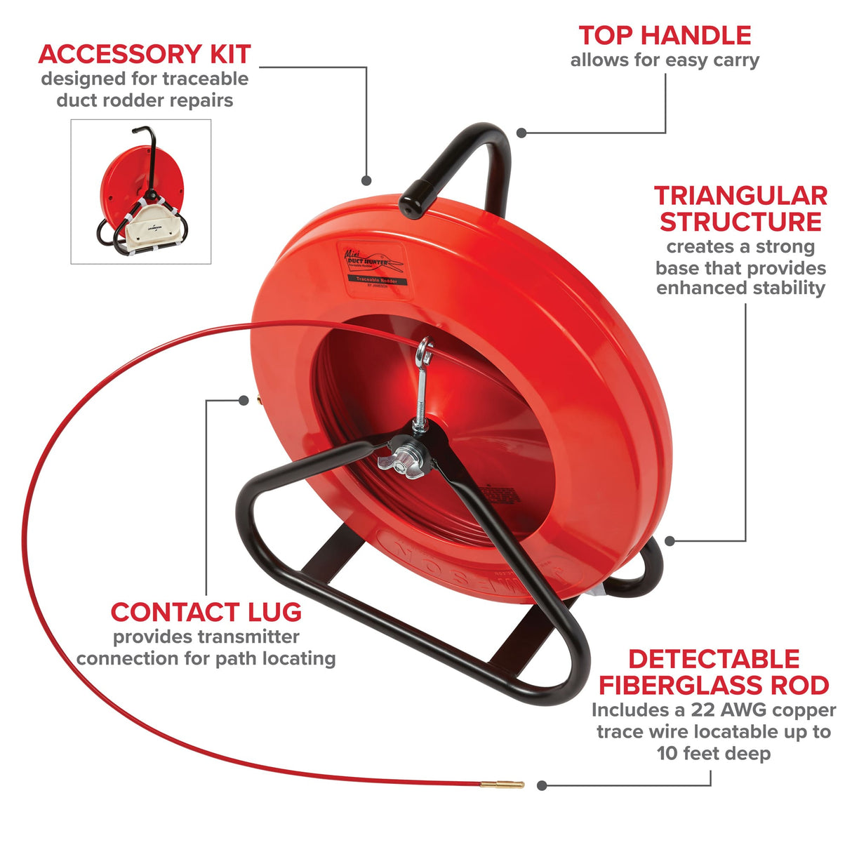 Jameson Mini Duct Hunter Traceable Rodder | 1/8" & 3/16" | 100'–325'