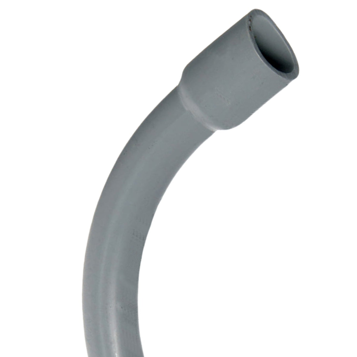 Schedule 40 PVC 45 degree sweep elbow with integral bell end, gray heavy-wall PVC