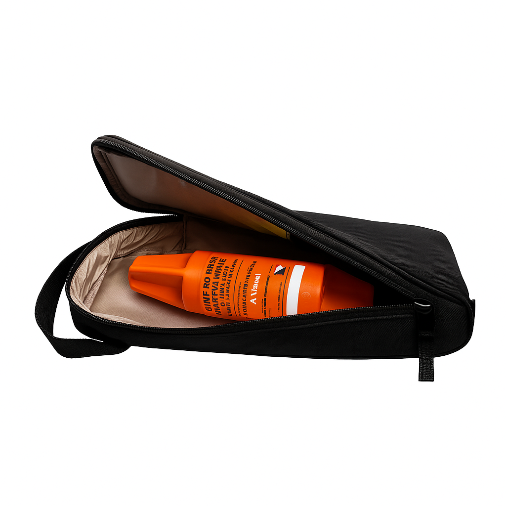 PENTA ESP Voltage Detector stored in a soft carrying case with conductive lining for EMC protection.