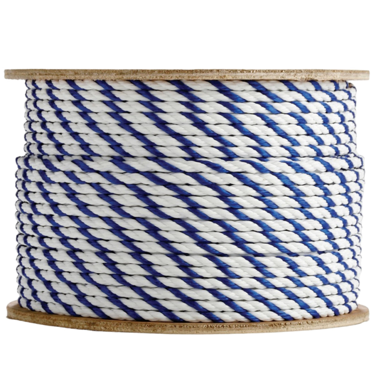 1/2" - 3 Strand Twisted White/White/Blue Polypropylene Rope