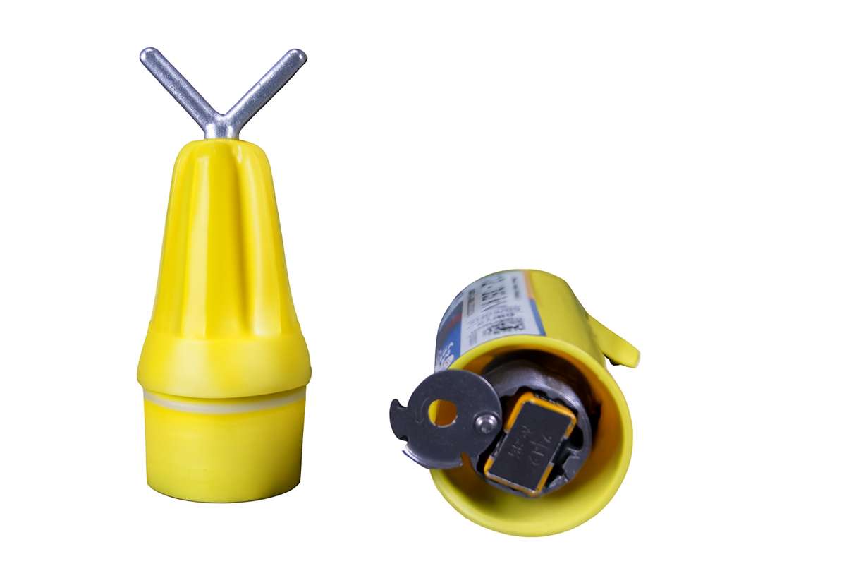 Electric voltage detectors designed for 1kV to 69kV range, featuring a yellow ergonomic handle and safety cap.