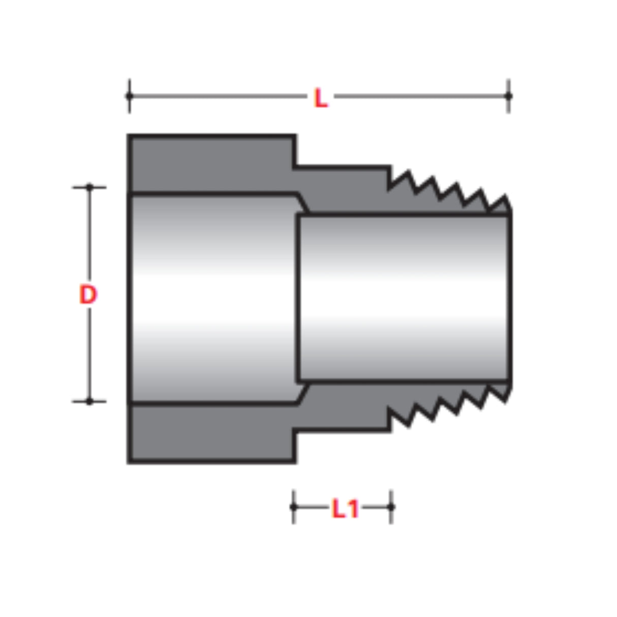 SPECIAL ADAPTER FOR PVC-COATED FITTINGS Male Adapter -  BELOW GROUND