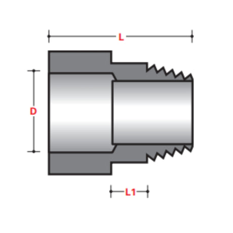 SPECIAL ADAPTER FOR PVC-COATED FITTINGS Male Adapter -  BELOW GROUND